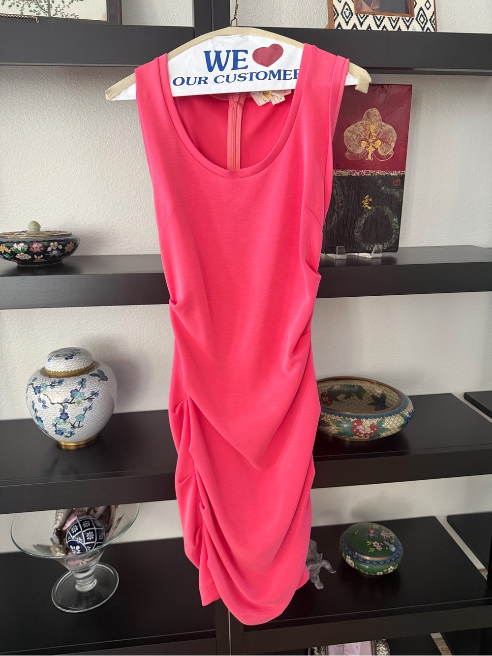 Nicole Miller Alteier Ruched Hot Pink Dress